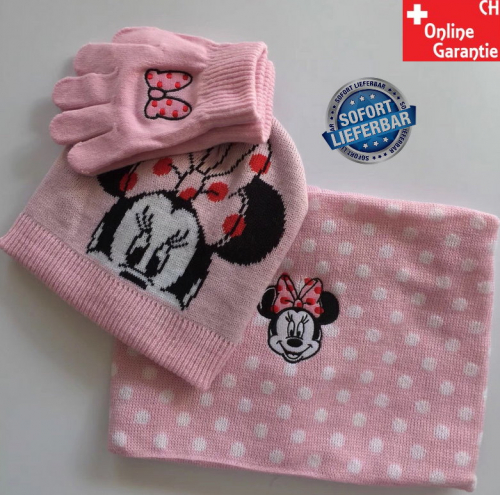 Disney Minnie Maus Mouse Cap Beanie Mütze Schal Handschuhe