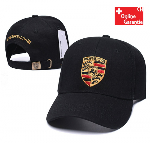 Porsche Fan Cap Mütze Kappe Wappen Schwarz Rot Beige Weiss
