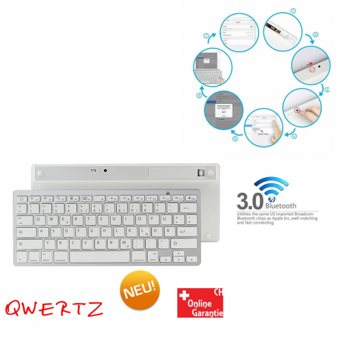 Tastatur Deutschsprachig QWERTZ Bluetooth Tablet Keyboard PC iPad