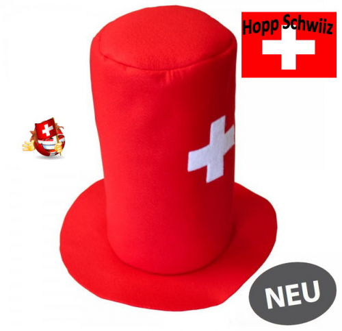 Schweiz Fan Hut Zylinder Fanartikel WM EM Fussball Hockey Nati