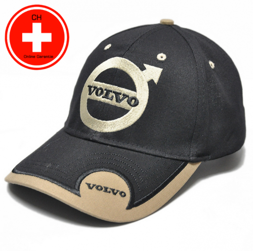 Volvo Cap Mütze Kappe Fan Artikel Auto Accessoire Schwarz Beige