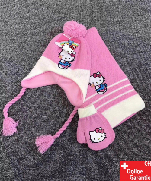 Hello Kitty Mütze Schal Handschuhe Kleidung Mädchen HK Fanartikel