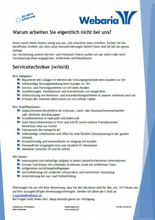 Wir suchen Servicetechniker (w/m/d)