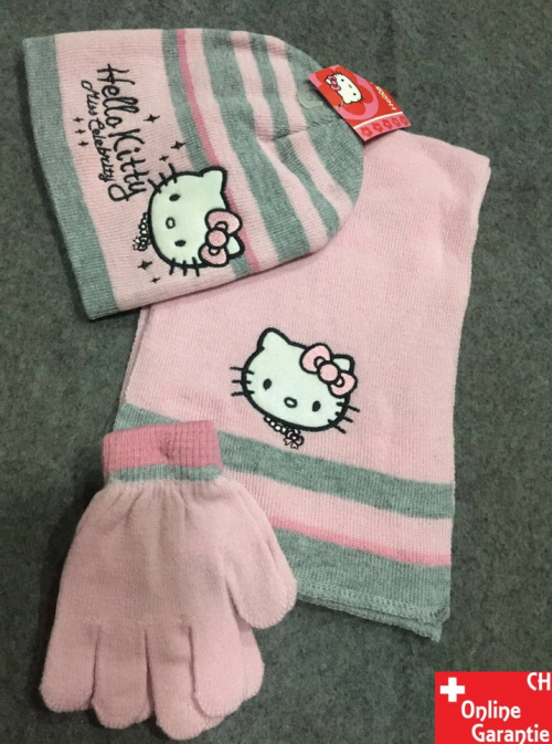 Hello Kitty Kinder Winter-Set 3 tlg. Mütze Schal Handschuhe HK