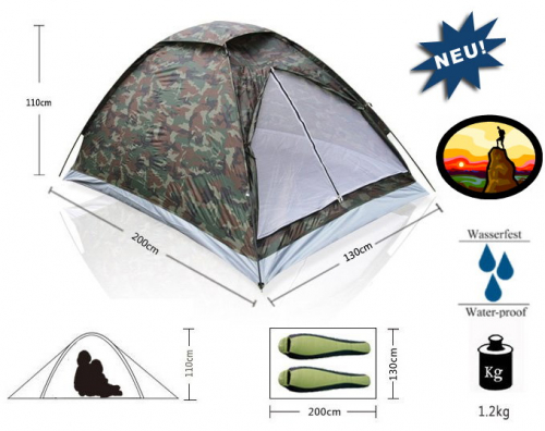 Camouflage Militär Outdoor Camping Zelt Openair Camping Jäger 2P