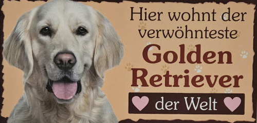 Hunde Holzschild Golden Retriever 