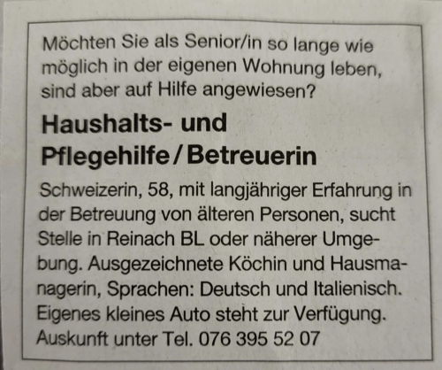 Haushaltshilfe und Pflegerin 