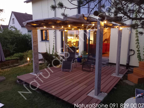 Pergola mit Sockel für Gartensitzplatz