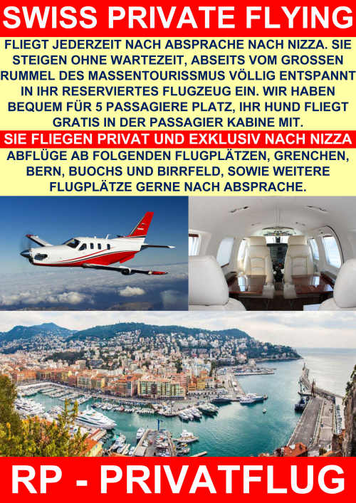 SWISS PRIVATE FLYING FLIEGT NACH NIZZA 