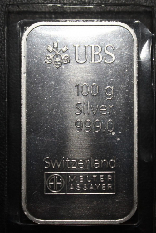 10 x 100 gr. 999 Silber Barren UBS