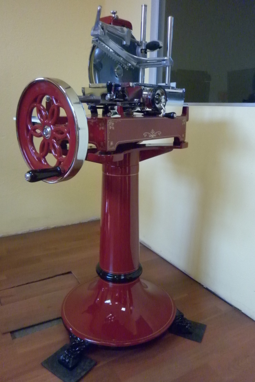 Schwungrad Aufschnittmaschine manuell mit Sockel