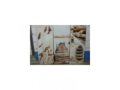 Glas Bilder 3x Stein - Steg-Gras