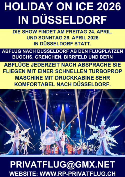 SWISS PRIVATE FLYING FLIEGT ZUR HOLIDAY ON ICE SHOW NACH DÜSSELDO