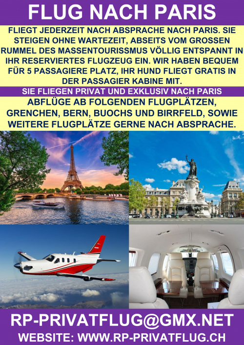 SWISS PRIVATE FLYING FLIEGT NACH PARIS