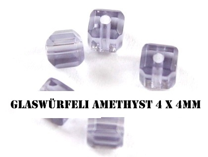 Glaswürfeli amethyst 4 x 4mm