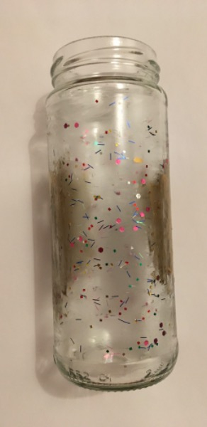 Glasvase farbglitzer und goldfarbe