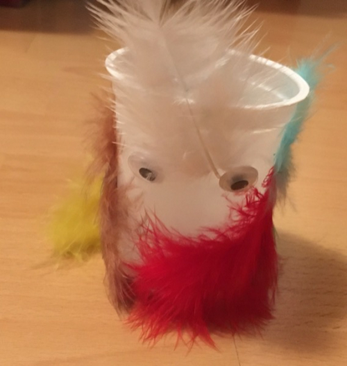 Deko Becher mit Federn