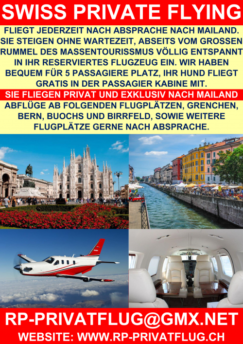 SWISS PRIVATE FLYING FLIEGT NACH MAILAND 