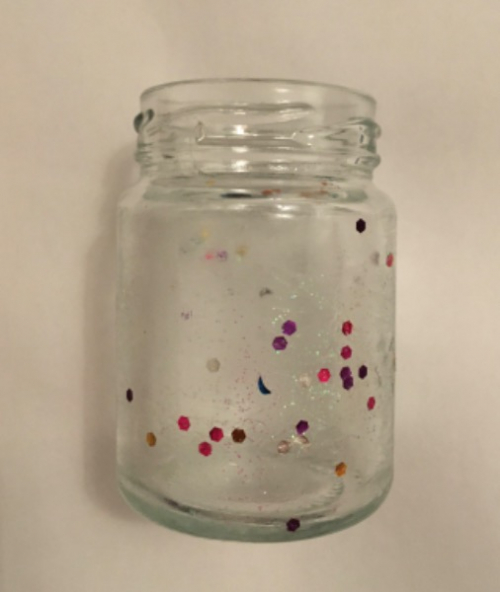 Glasvase glitzerfarbig