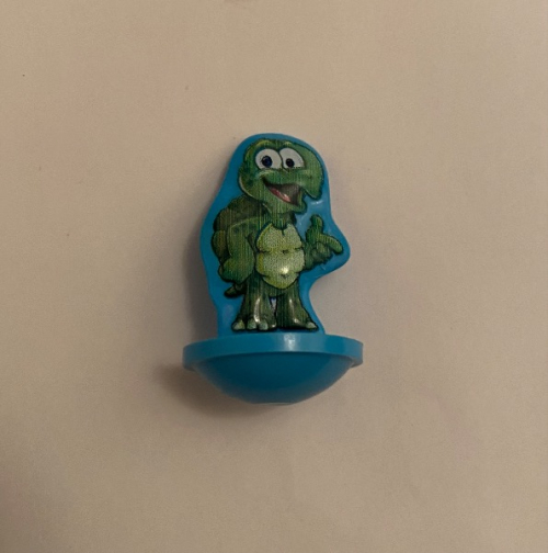 Kleine grüne Schildkröte mit Surlideckel